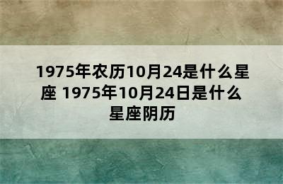 1975年农历10月24是什么星座 1975年10月24日是什么星座阴历